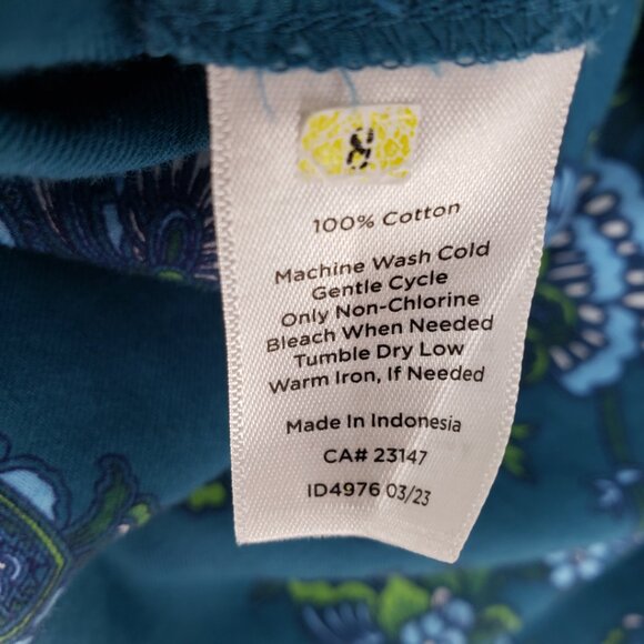 Talbots Floral Paisley Button Down Shirt XSP Womens Long Sleeves Teal Green Blue - Picture 9 of 9